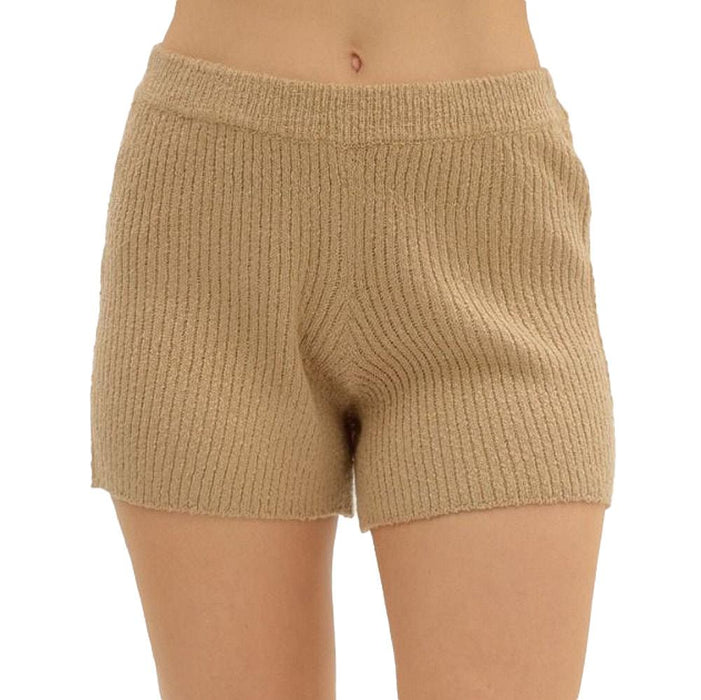 Women's Tan Sweater Shorts