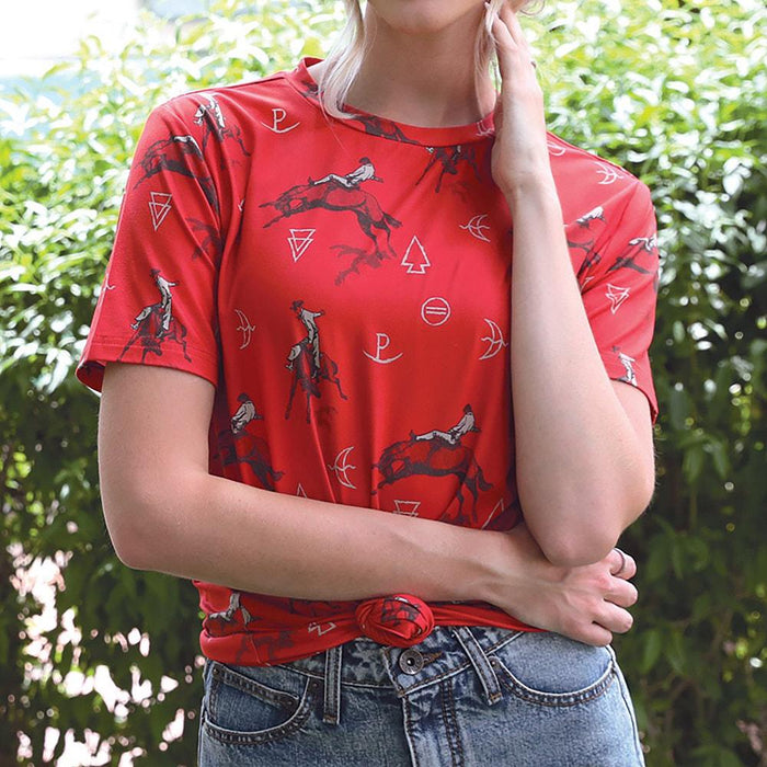 Women's Red Sublimation Print Tee Shirt