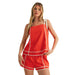Wom Orange & White Tie Shoulder Short Set