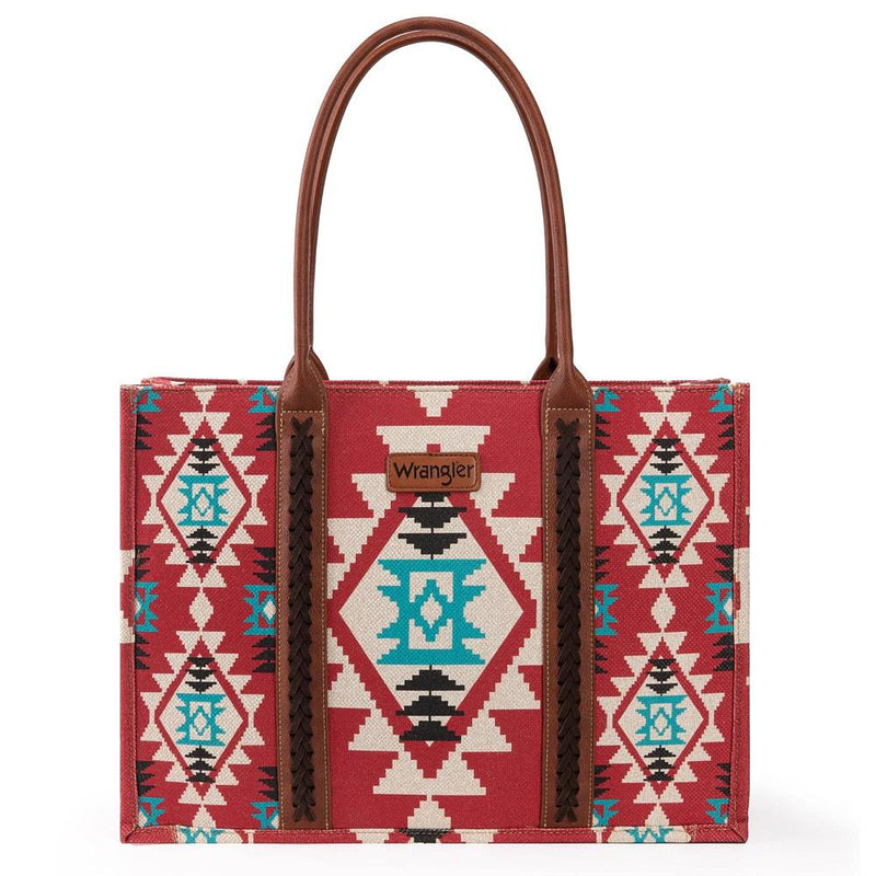 Burgundy Southwest Wide Tote