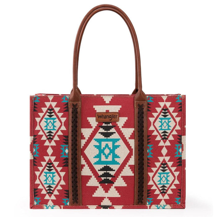 Burgundy Southwest Wide Tote
