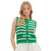 Women's Green & White Stripe Fashion Vest