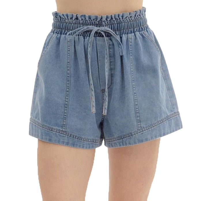 Women's Denim High Waist Front Tie Shorts