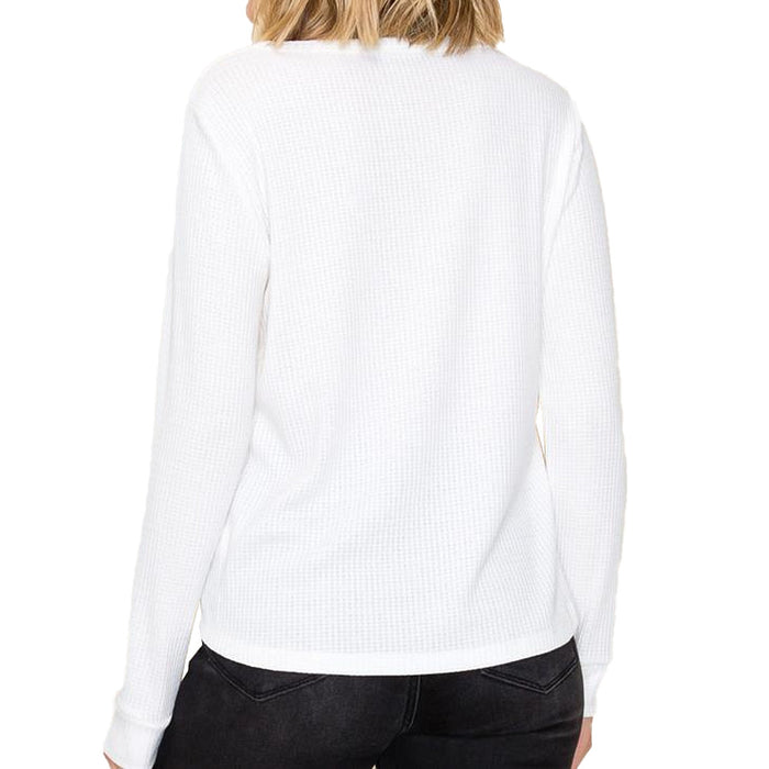 Staccato Women's Ivory Waffle Basic Knit Top