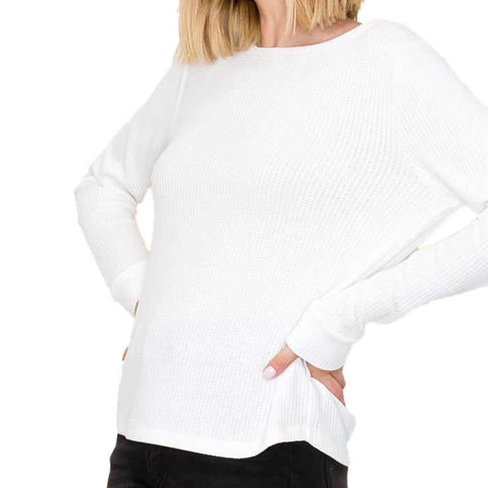 Staccato Women's Ivory Waffle Basic Knit Top