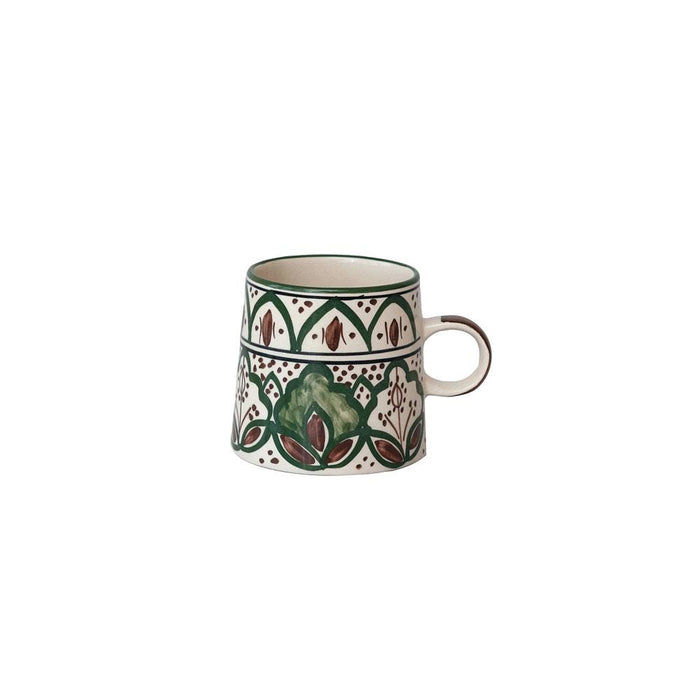 Cream/Brown/Green Stoneware Mug