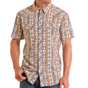 Men's Tan Wallpaper Performance Snap Shirt