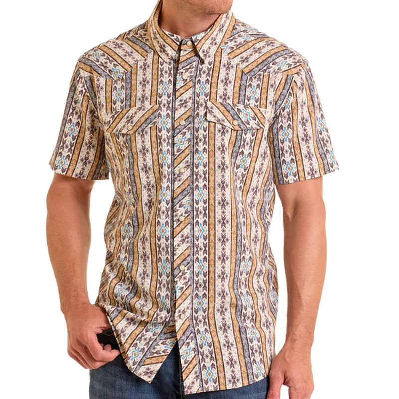 Men's Tan Wallpaper Performance Snap Shirt