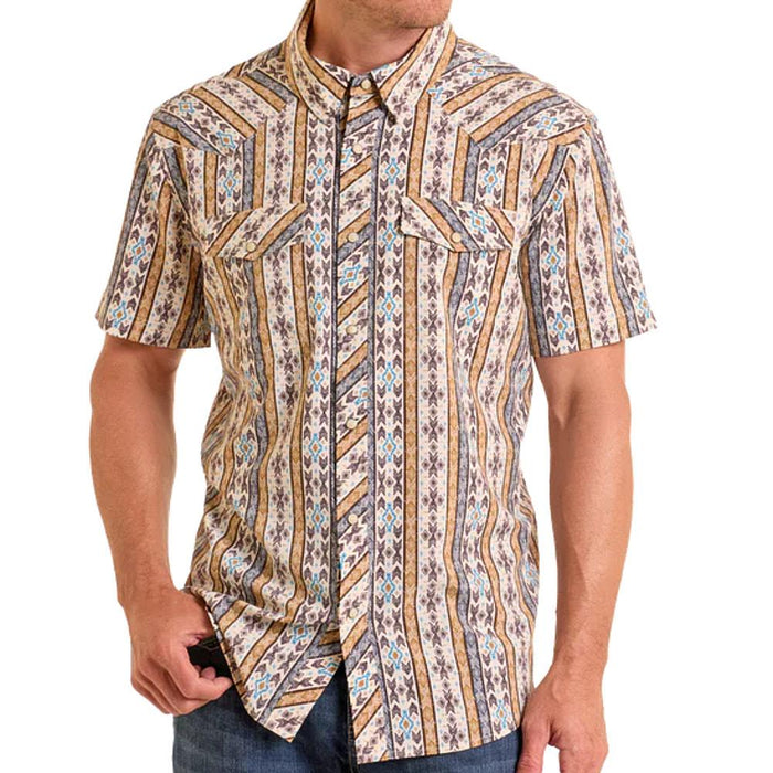 Men's Tan Wallpaper Performance Snap Shirt