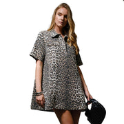 Women's Leopard Print Denim Dress
