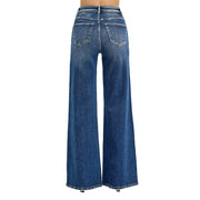 Women's High Rise Wide Front Yoke Detailed Jeans