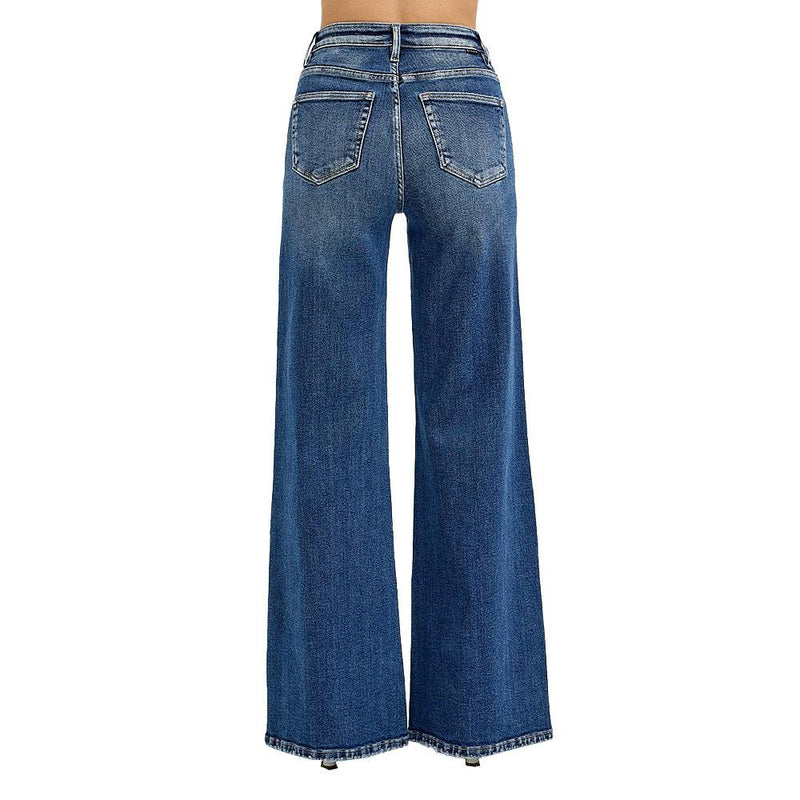 Women's High Rise Wide Front Yoke Detailed Jeans