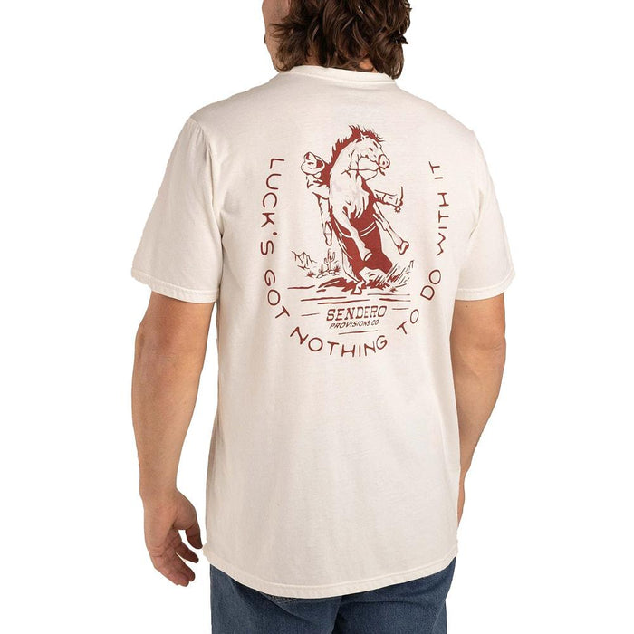 Men's White No Luck Short Sleeve Tee Shirt