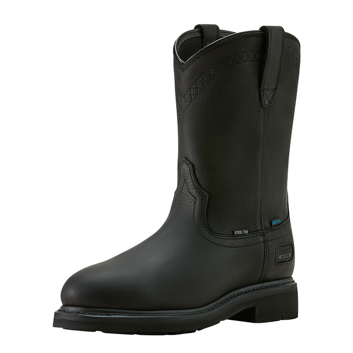 Men's Sierra Waterproof Black 10In Top Round Steel Toe Work Boot