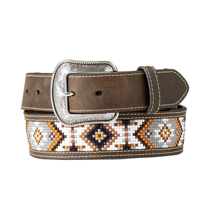 Men's 3D Beaded Inlay Laced Scrolling Belt