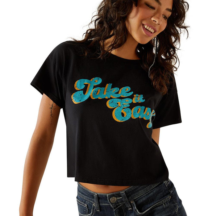 Women's Take It Easy Black Crop Top