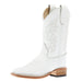 Children`s All White Square Toe Leather Sole Boot