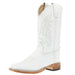 Youth All White Square Toe Leather Sole Boot