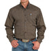 Men's Black Print Long Sleeve Button Shirt