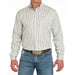Men's Cream Striped Long Sleeve Button Shirt