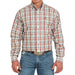 Men's Cream Plaid Long Sleeve Button Shirt