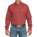 Men's Red Print Long Sleeve Button Shirt