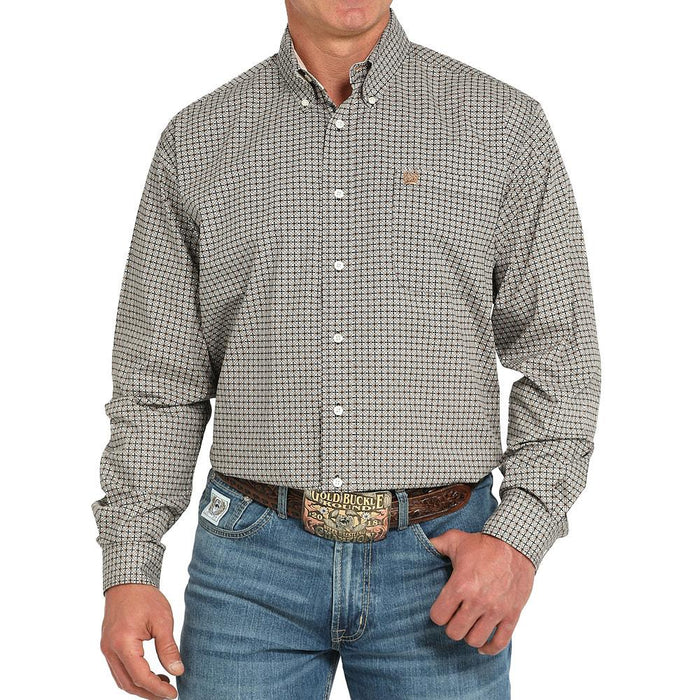 Men's Black Multi Long Sleeve Button Shirt
