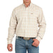 Men's Khaki Plaid Long Sleeve Button Shirt
