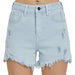 Women's Ice Blue Distressed Detail Shorts