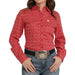 Women's Red Patterned Button Shirt