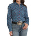 Women's Blue Patterned Button Shirt