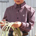Boy's Purple Print Long Sleeve Button Shirt