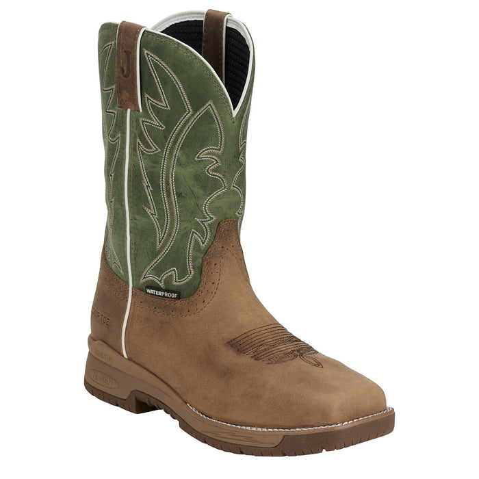 Men`s Commander 11In Brown Pull On H2O Square Nano Toe Work Boot