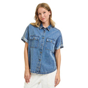 Women's Medium Wash Oversized Long Shirt