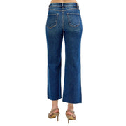 Women's Dark Tummy Control Crop Adjustable Waist Jeans