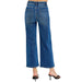 Women's Dark Tummy Control High Rise Crop Wide Jeans