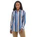 Women's Blue Stripe Boyfriend Snap Shirt