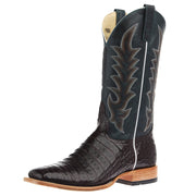 Men's Chocolate Caiman Belly Vamp 13In Square Toe Navy Explosion Top Boot