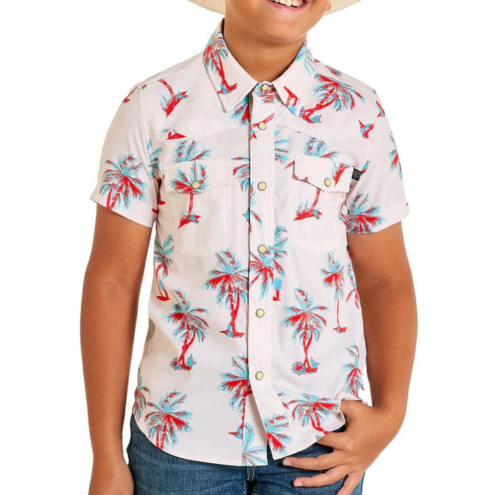 Boy's Natural Palm Print Tek Shirt