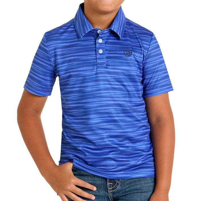 Boy's Royal Striated Polo