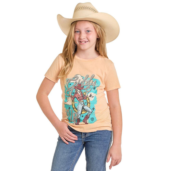 Girl's Peach Graphic Tee Shirt