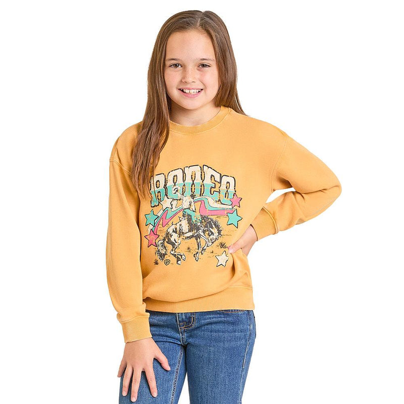 Girl's Mustard Graphic Pullover