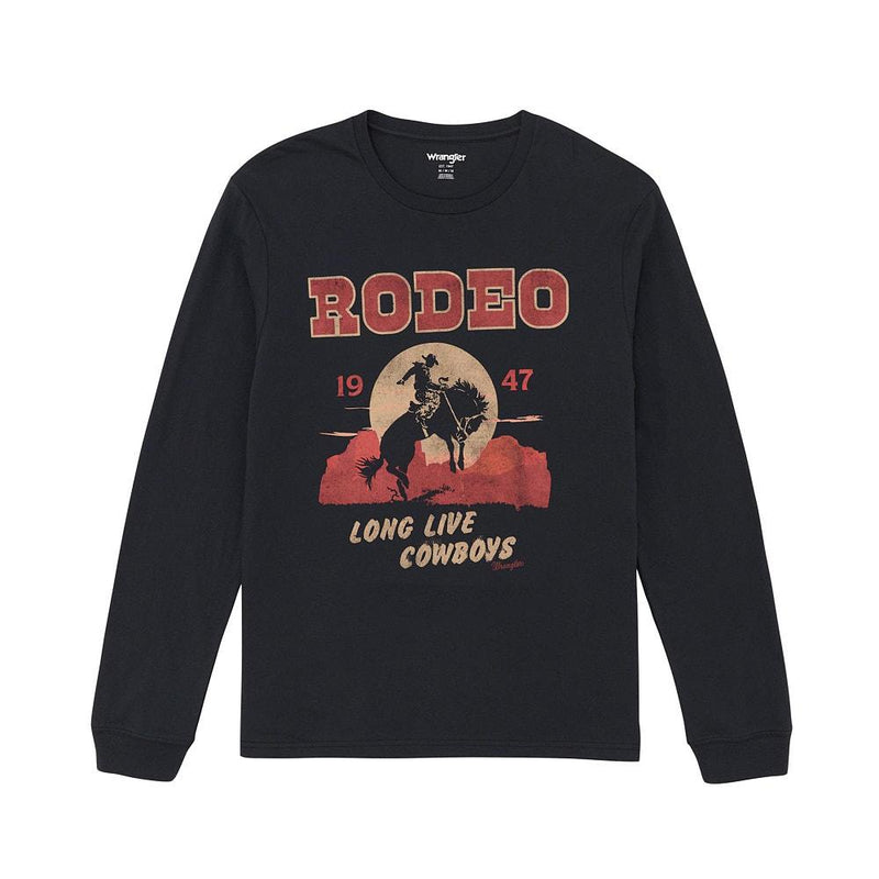 Men's Rodeo Long Sleeve Black Tee Shirt