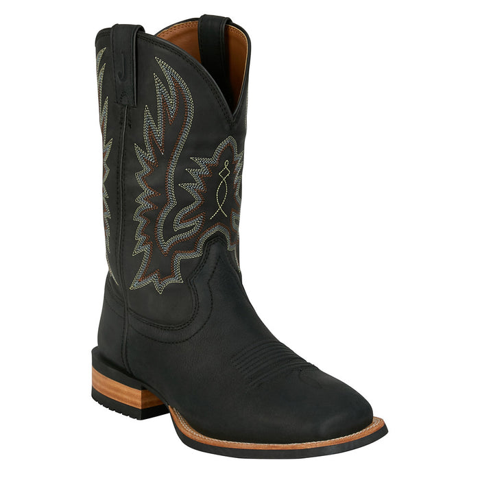 Men' s Rustle Coal Black Cowhide Vamp 11In Black Cowhide Top Boot