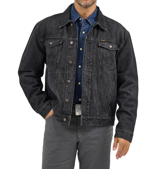 Wrangler Men's Washed Black Blanket Lined Denim Jacket