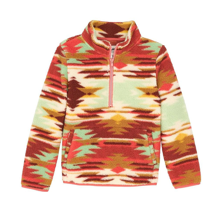 Girl's Blue and Green Sherpa Pullover
