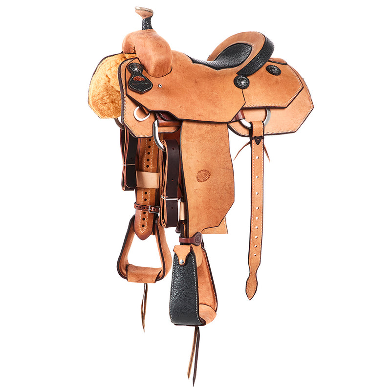 Natural Roughout Team Roper with Black Bullhide Accents
