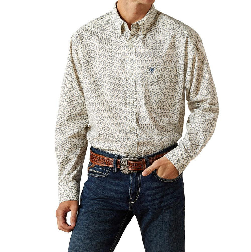 Men's Cream Stevy Long Sleeve Button Shirt