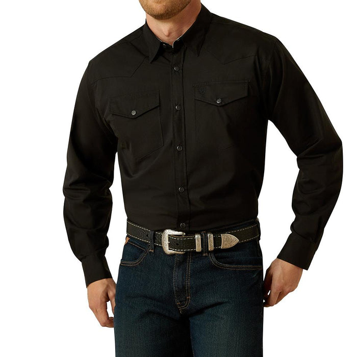 Men's Black Wrinkle Free Refined Slub Shirt