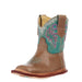 Infant Karli Tan Square Toe with Turquoise Shaft Boot